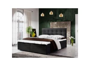 0664242537948 - Fun Moebel - Boxspringbett Schlafzimmerbett kerlon 180x200cm Schwarz + Bettkasten