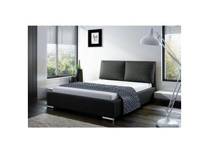 0664242538655 - Fun Moebel - Polsterbett Doppelbett galeno 160x200 cm Komplettset in Stoff Schwarz