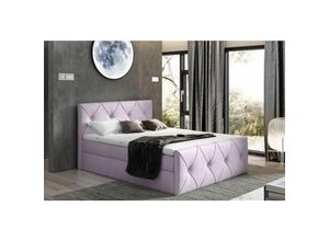 0664242548418 - Boxspringbett Schlafzimmerbett lewis lux 200x200cm in Stoff Monolith Pastellviolett