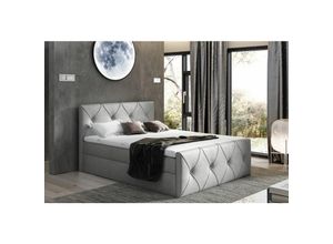 0664242548463 - Fun Moebel - Boxspringbett Schlafzimmerbett lewis lux 200x200cm in Stoff Monolith Silbergrau