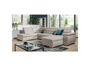 0664242549798 - Fun Moebel - Couchgarnitur pascara U-Form mit Schlaffunktion-Beige  Otto Rechts