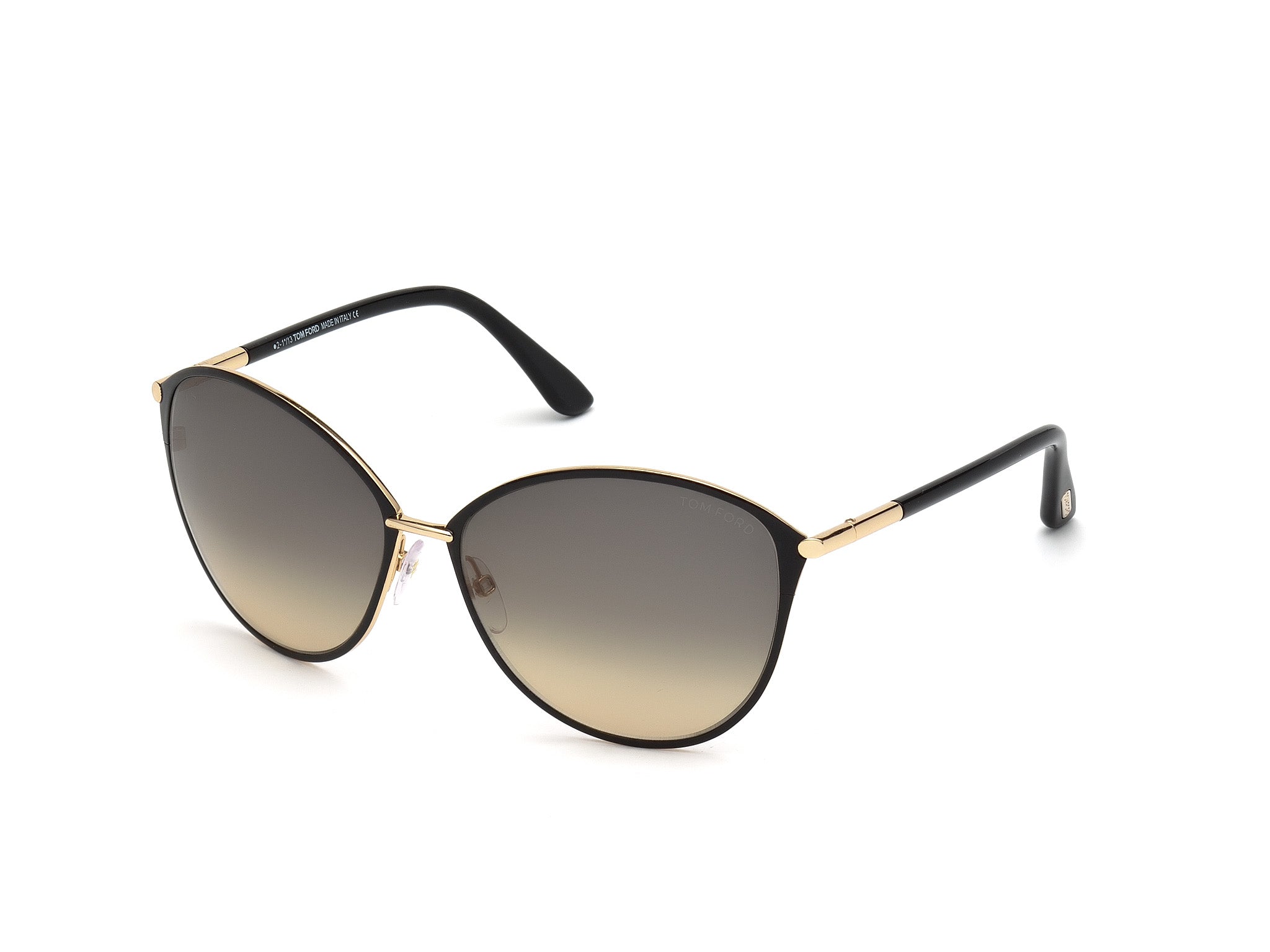 0664689602339 - TOM FORD Damen FT0320 Penelope 28b Gläser SONNENBRILLEN Metall Rosa Gold Rauch Rund Normal Schattiert