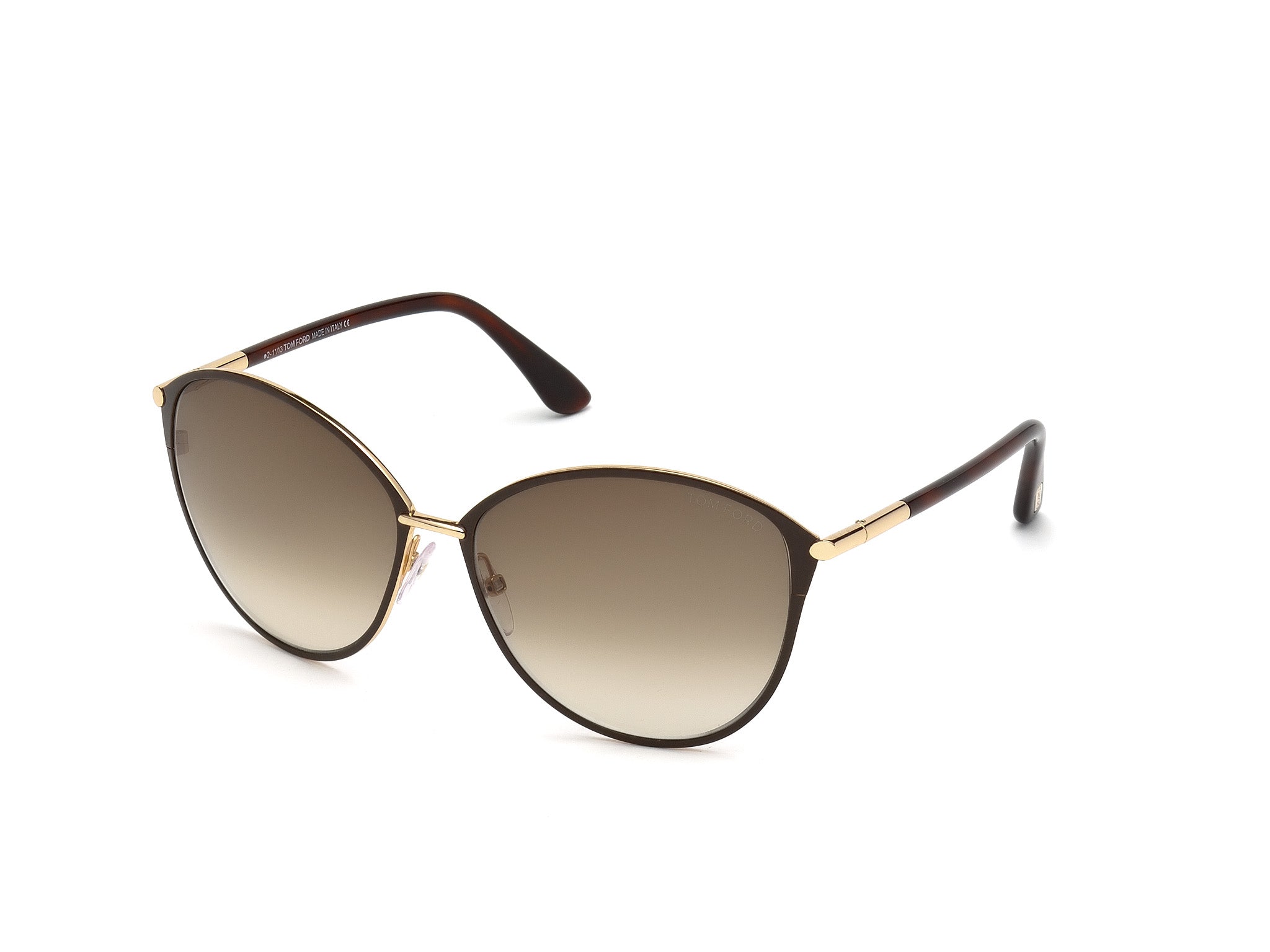 0664689602346 - TOM FORD Damen FT0320 Penelope 28f Gläser SONNENBRILLEN Metall Rosa Gold Braun Rund Normal Schattiert