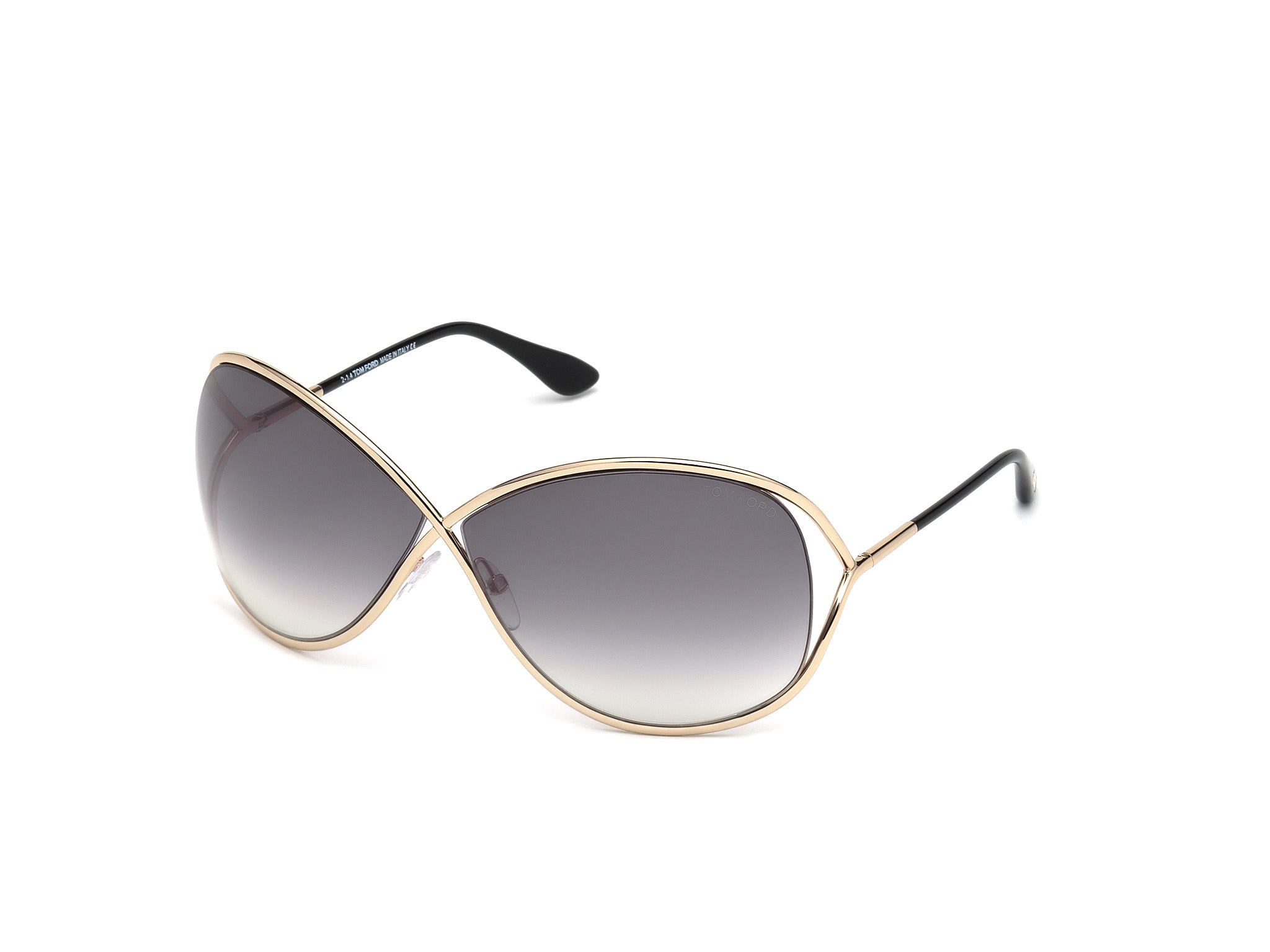 0664689657537 - TOM FORD Damen FT0130 MIRANDA 28B Gläser SONNENBRILLEN Metall Gold Rauch Geometrisch Normal