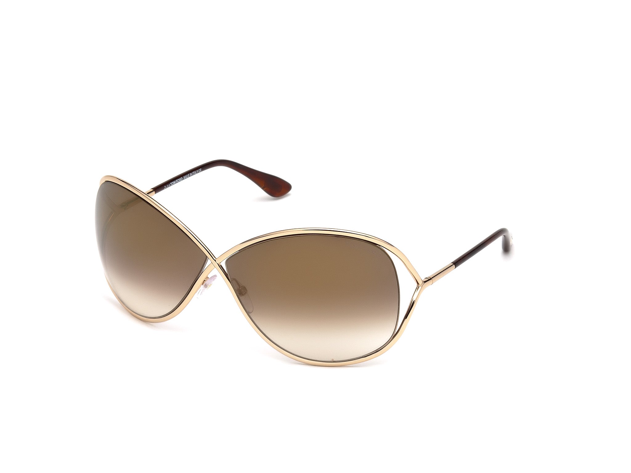 0664689657544 - TOM FORD Damen FT0130 MIRANDA 28G Gläser SONNENBRILLEN Metall Gold Braun Geometrisch Normal