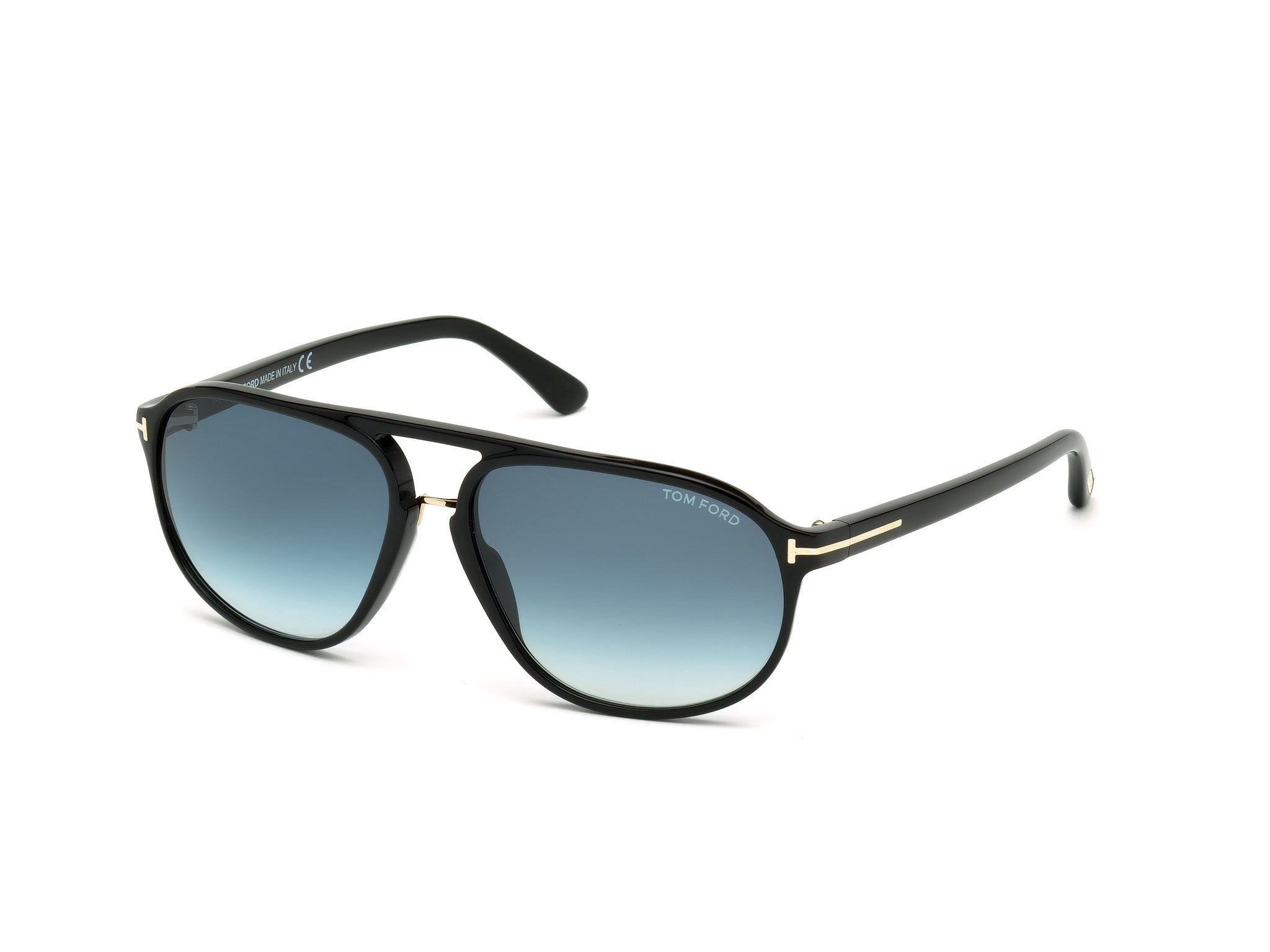 0664689718597 - TOM FORD Herren FT0447 JACOB 01P Gläser SONNENBRILLEN Acetat Schwarz Grün Rund Normal Schattiert