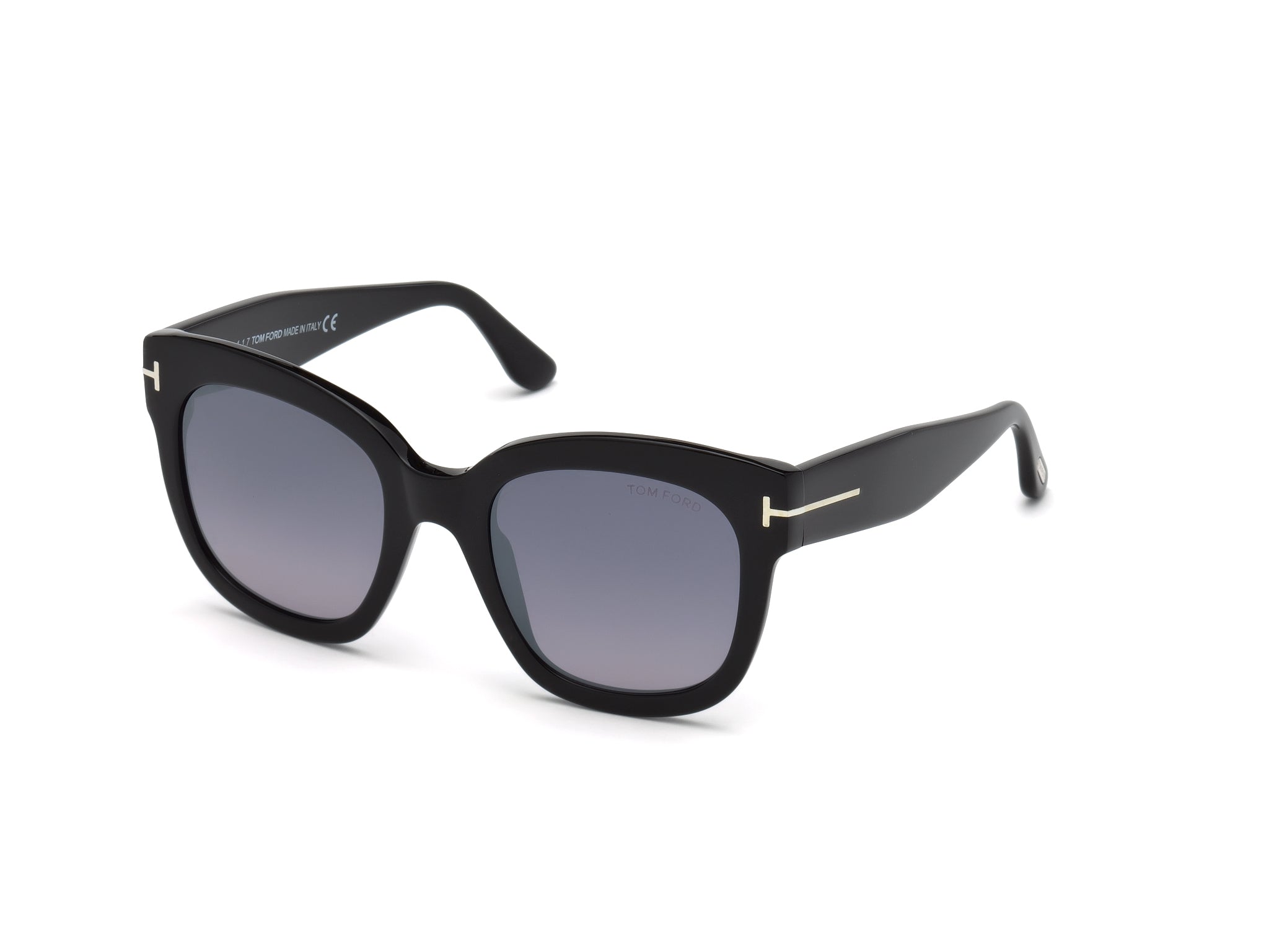 0664689929290 - TOM FORD Frau Ft0613 Beatrix-02 01c Gläser SONNENBRILLEN Acetat Schwarz Rauch Geometrisch Normal Gespiegelt