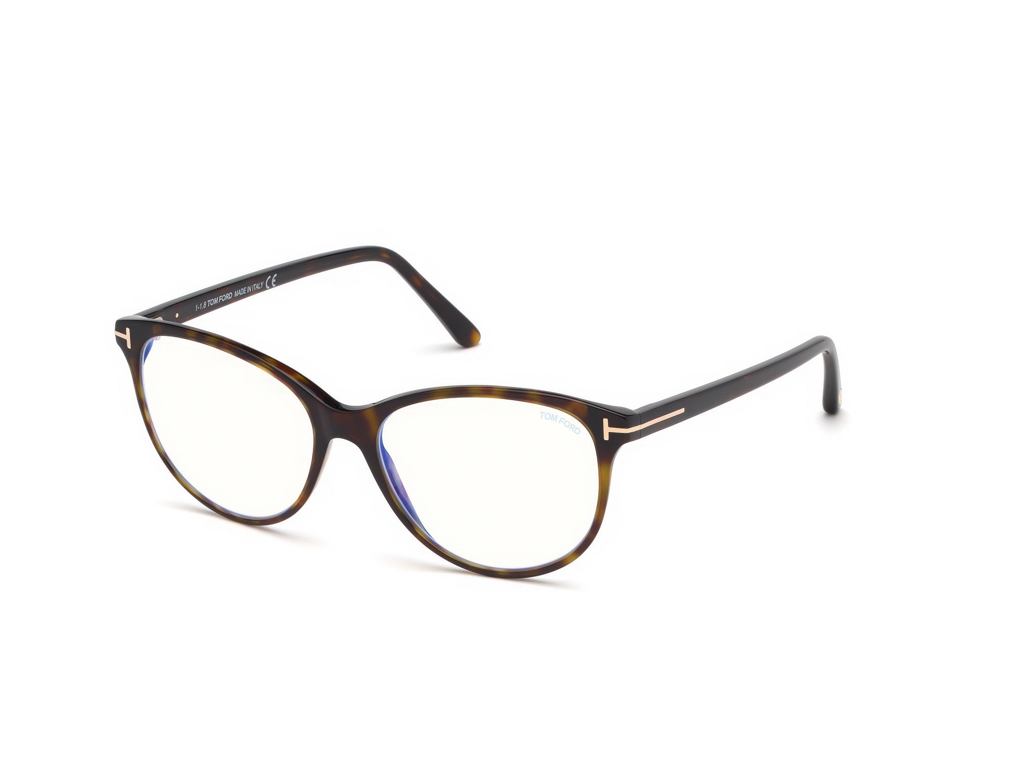 0664689996155 - TOM FORD Frau FT5544-B 052 Rahmen von BRILLEN Acetat Dunkler Havanna  Katzenauge Blaues Antilicht