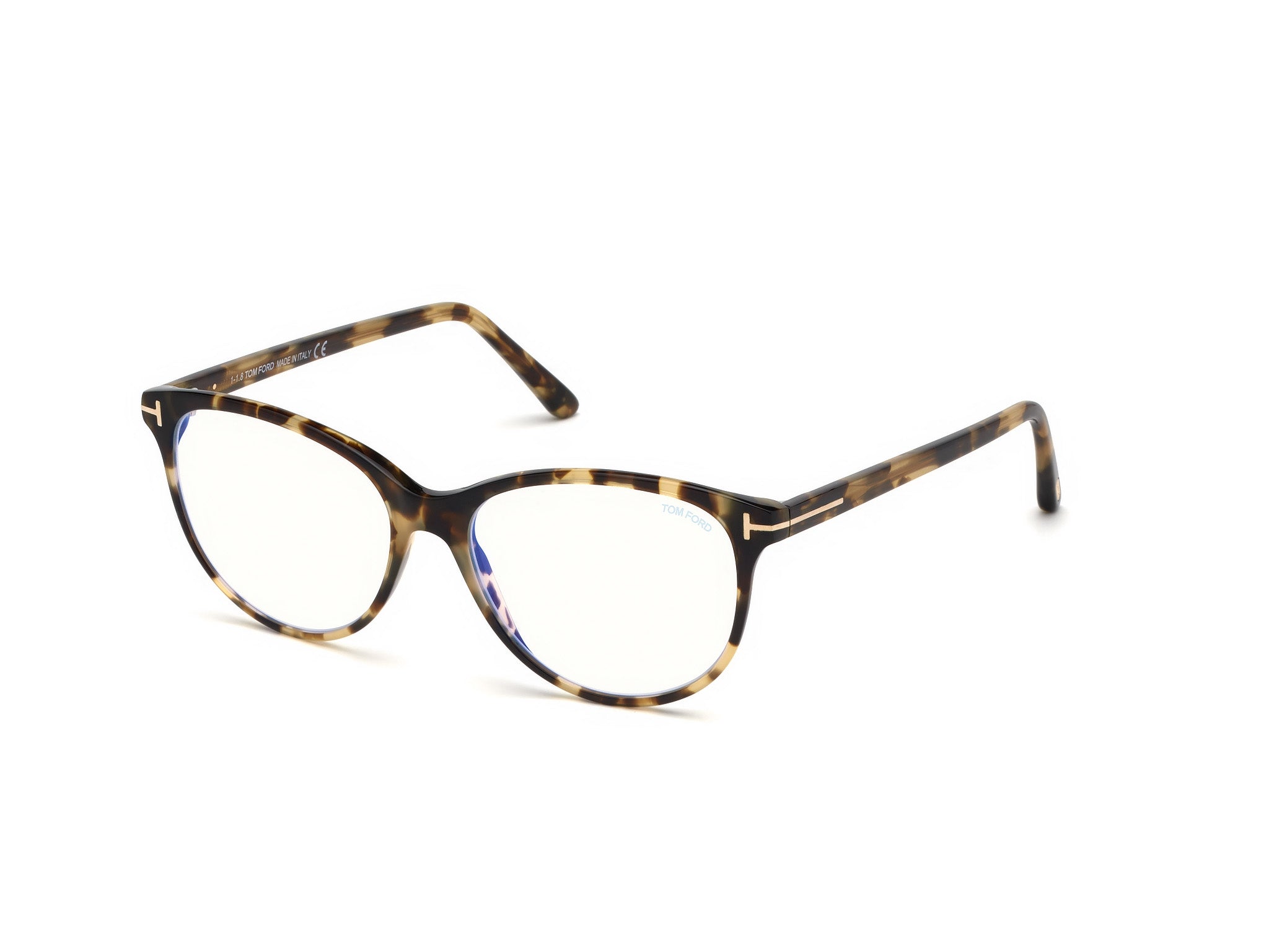 0664689996162 - TOM FORD Frau FT5544-B 055 Rahmen von BRILLEN Acetat Farbiger Havanna  Katzenauge Blaues Antilicht