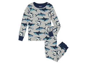 0671374537760 - - Schlafanzug lang SWIMMING SHARKS in grey Gr128