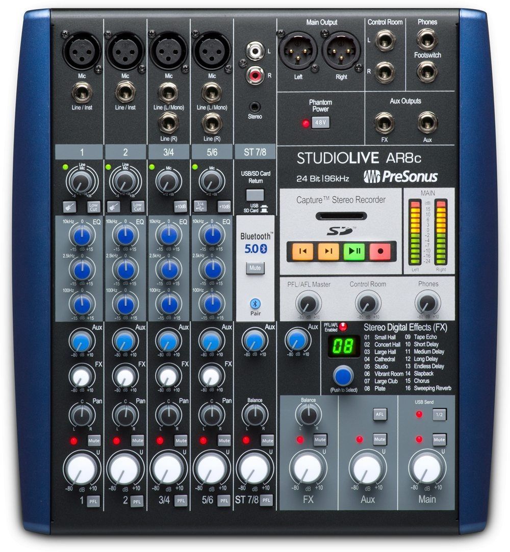 0673454008641 - Presonus StudioLive AR8c 8-kanaliges Analogmischpult mit USB-Audiointerface