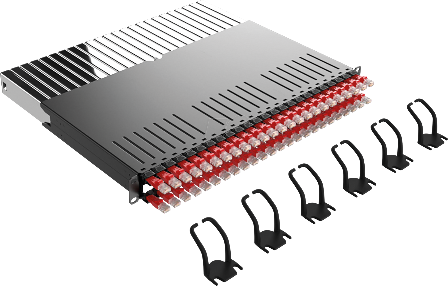 0674376606076 - PB 365 STP RT - Kabelmanagementsystem 24-Port Cat6a STP rot