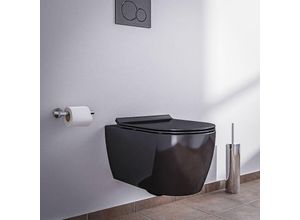 0685717175571 - BERNSTEIN spülrandloses Wand-Hänge-WC NT2039 in Schwarz glänzend mit Softclose-Sitz Superflach