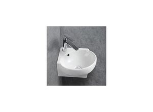 0685717184344 - - Eckwaschbecken Wandwaschbecken KW198A aus Keramik für Gäste-WC - 395 x 365 x 14 cm - Weiß glänzend Ohne Ablaufgarnitur