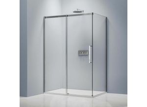 0685717207036 - Eckdusche mit Schiebetür Soft-Close DX906 flex - 8 mm Nano Echtglas - Chrom - Breite wählbar 80cm 170cm