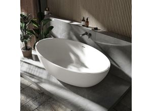 0685717215697 - Freistehende Badewanne relax aus Mineralguss - 176 x 103 cm - verschiedene Farben - Zubehör optional Ohne Standarmatur Ohne Siphon Weiß Matt