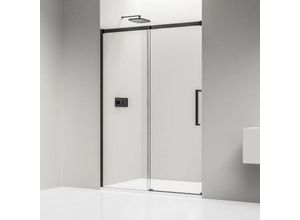 0685717217578 - Nischendusche mit Schiebetür Soft-Close DX906 flex Schwarz matt - 8 mm Nano Echtglas - Breite wählbar 1200mm