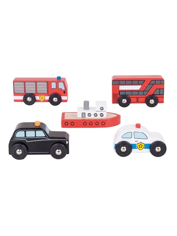 0691621090640 - Wooden Vehicles 5pcs