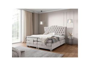 0695102260010 - Fun Moebel - Boxspringbett Elektrisch Bett fausto 140x200cm in Stoff Wind Grau