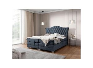 0695102260065 - Fun Moebel - Boxspringbett Elektrisch Bett fausto 140x200cm in Stoff Wind Dunkelblau