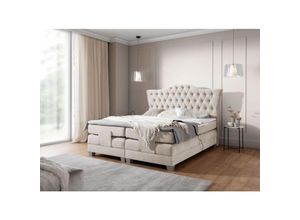 0695102260225 - Fun Moebel - Boxspringbett Elektrisch Bett fausto 160x200cm in Stoff Wind Beige