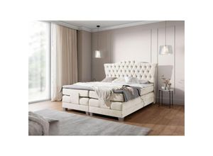 0695102260287 - Fun Moebel - Boxspringbett Elektrisch Bett fausto 180x200cm in Stoff Wind Creme