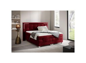 0695102260317 - Fun Moebel - Boxspringbett Elektrisch Bett dores 140x200cm in Stoff Fresh Rot