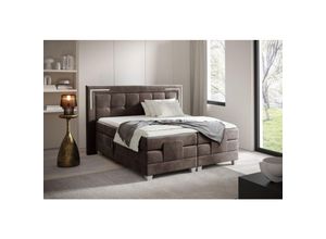 0695102260447 - Fun Moebel - Boxspringbett Elektrisch Bett dores 200x200cm in Stoff Fresh Schokobraun