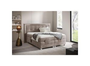 0695102260645 - Fun Moebel - Boxspringbett Elektrisch Bett dores 200x200cm in Stoff Fresh Macchiato