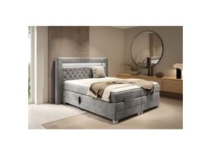 0695102260898 - Fun Moebel - Boxspringbett Elektrisch Bett armando 200x200cm in Stoff Fresh Grau