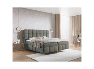 0695102261024 - Fun Moebel - Boxspringbett Schlafzimmerbett grazia 160x200cm Stoff Corbett Dunkelgrau