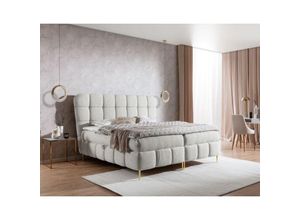 0695102261161 - Fun Moebel - Boxspringbett Schlafzimmerbett grazia 120x200cm Stoff Corbett Creme