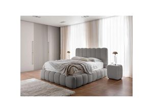 0695102261246 - Fun Moebel - Polsterbett Doppelbett Set1 carson 200x200cm Stoff Catch Me Silbergrau