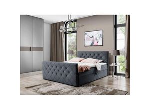 0695102264797 - Fun Moebel - Boxspringbett Schlafzimmerbett eivor 140x220cm Stoff Magic Velvet Anrhrazit
