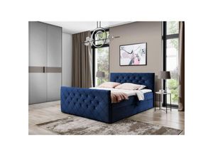 0695102265053 - Fun Moebel - Boxspringbett Schlafzimmerbett eivor 160x220cm Stoff Magic Velvet Dunkelblau