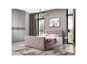 0695102265091 - Fun Moebel - Boxspringbett Schlafzimmerbett eivor 140x220cm Stoff Magic Velvet Altrosa