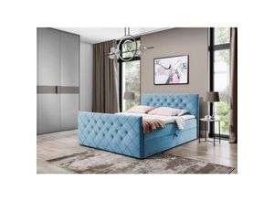 0695102265169 - Fun Moebel - Boxspringbett Schlafzimmerbett eivor 180x220cm Stoff Magic Velvet Hellblau