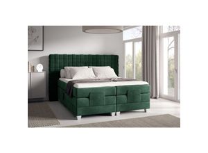 0695102266081 - Fun Moebel - Boxspringbett Elektrisch Bett vidal 180x200cm in Stoff Fresh Flaschengrün