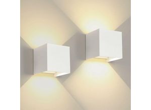 0697616983430 - 2 Innen- Außen-LED-Wandleuchten Up Down Modern (Weiß 6W) - Warmweiß 3000K - Aiskdan