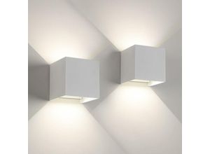 0697616983447 - 2 Innen- Außen-LED-Wandleuchten Up Down Modern (Weiß 6W) - Neutralweiß 4000K - Aiskdan