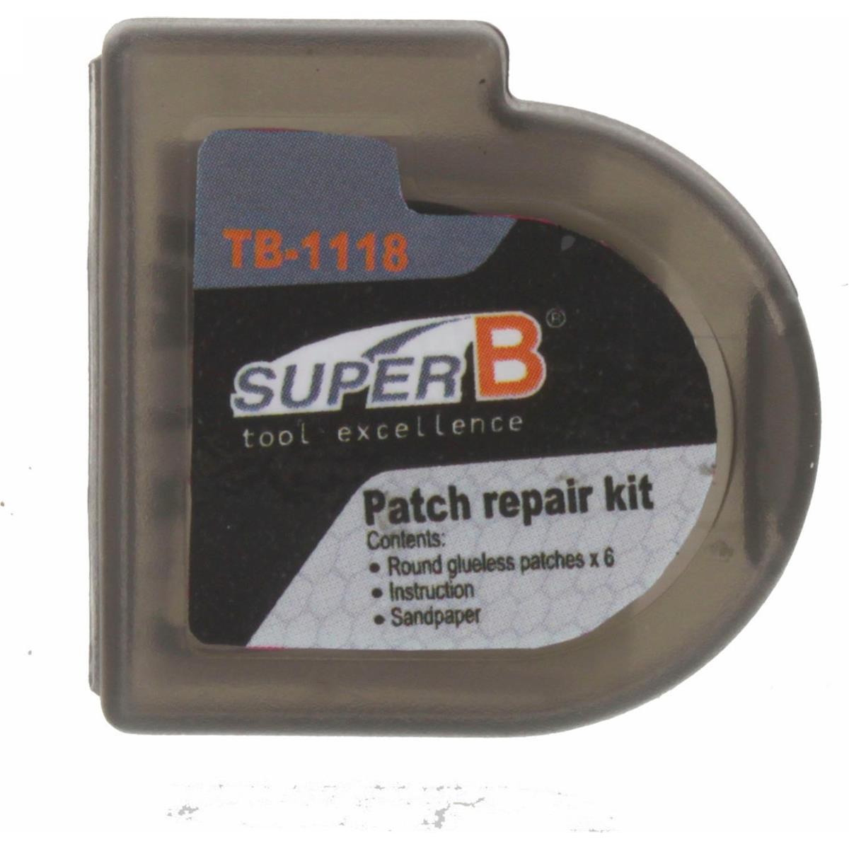 0698238409896 - Reparaturset für Reifen Super B TB-1118 mit 6 selbstklebenden Patches und Schleifpapier