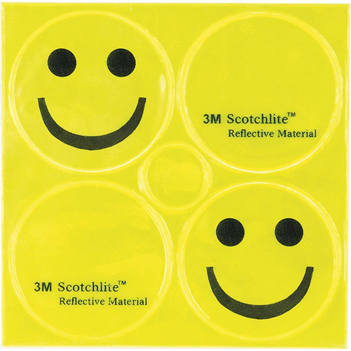 0698238410557 - 4er Set 3M Reflexaufkleber Gelb Neon mit Smile-Motiv - Hochwertig Scotchlite