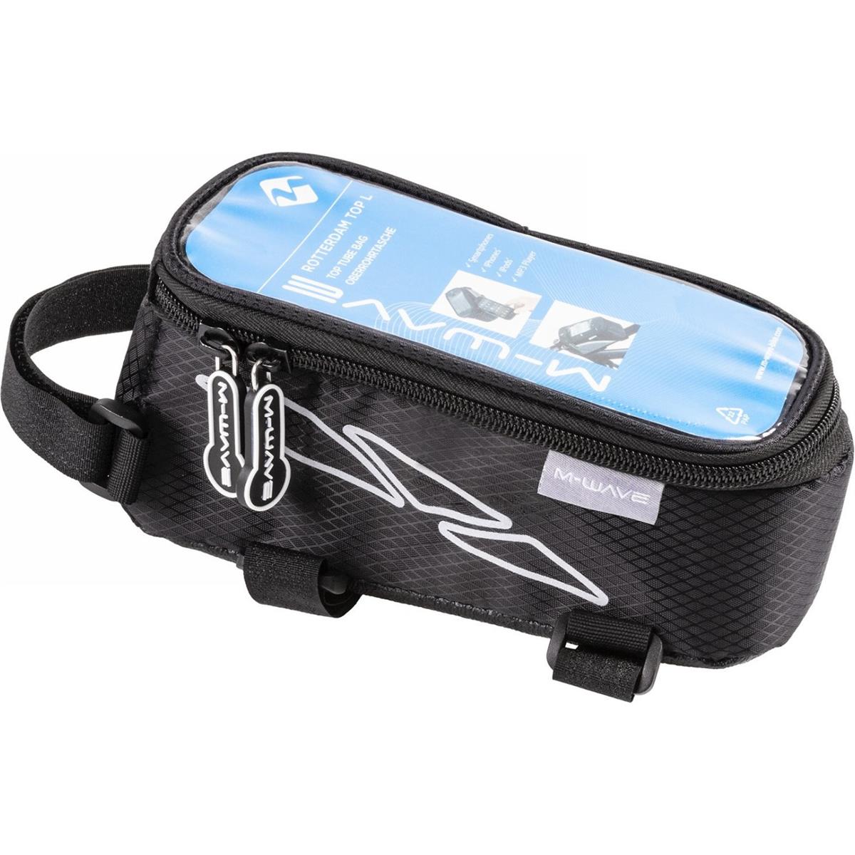 0698238510929 - M-Wave Rotterdam Top L Smartphone Top Tube Tasche Schwarz-Grau 3 Klettverschlüsse