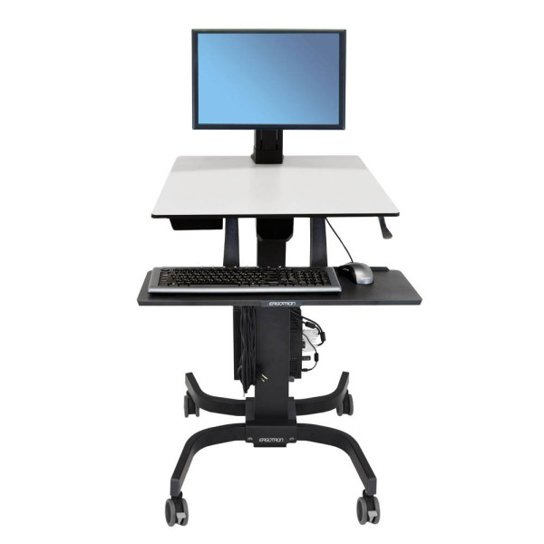 0698833015959 - ergotron® WorkFit-C Single HD Steh-Sitz-Arbeitsplatz Arbeitsfläche höhenverstellbarer Monitorarm & Tastaturablage Kabelmanagement schwarz-grau