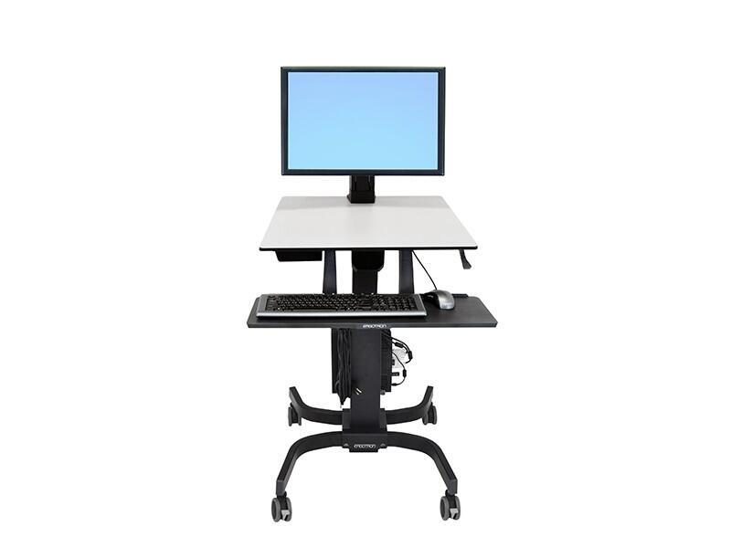 0698833015966 - WorkFit-C 1fach Mobiler Sitz- Steh-PC-Arbeitsplatz 254 cm (10) - 762 cm (30) Schwarz Grau Höhenverstellbar Tastaturablage Neigbar Rotierbar