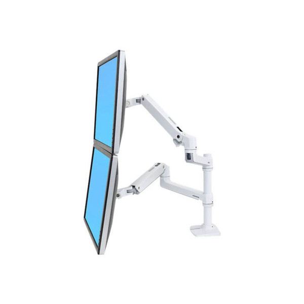 0698833058413 - LX Dual Arm Stacking Desk Mount 2fach Monitor-Tischhalterung 381 cm (15) - 61 cm (24) Weiß Höhenverstellbar Drehbar Neigbar Schwenkbar