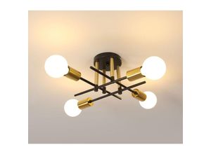 0699900784631 - Comely - Industrielle Deckenleuchte mit 4 Lichtern aus Metall E27 Fassungen Vintage-Stil Deckenlampe für Wohnzimmer Küche Esszimmer Schlafzimmer