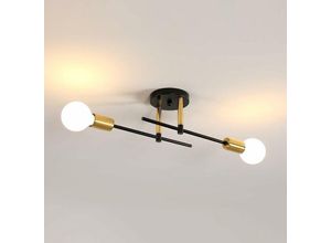 0699902409426 - Goeco - Deckenleuchte Vintage E27 Basis 2 Lichtern Deckenlampe Für Wohnzimmer Schlafzimmer Esszimmer Büro