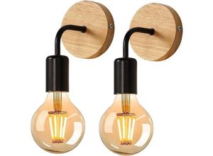 0699902409761 - Delaveek - 2 Pack Wandleuchte Edison Retro Wandlampe Vintage Metall Industrielle Wandleuchte Industrielle Wandbeleuchtung Innen für Wohnzimmer Flur