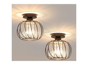 0699902916788 - Comely - Set aus 2 Modernen Kristall-Deckenleuchten E27 Mini-Kristall-Lüster Halb-eingelassene Deckenlampe für Küche Esszimmer Schlafzimmer